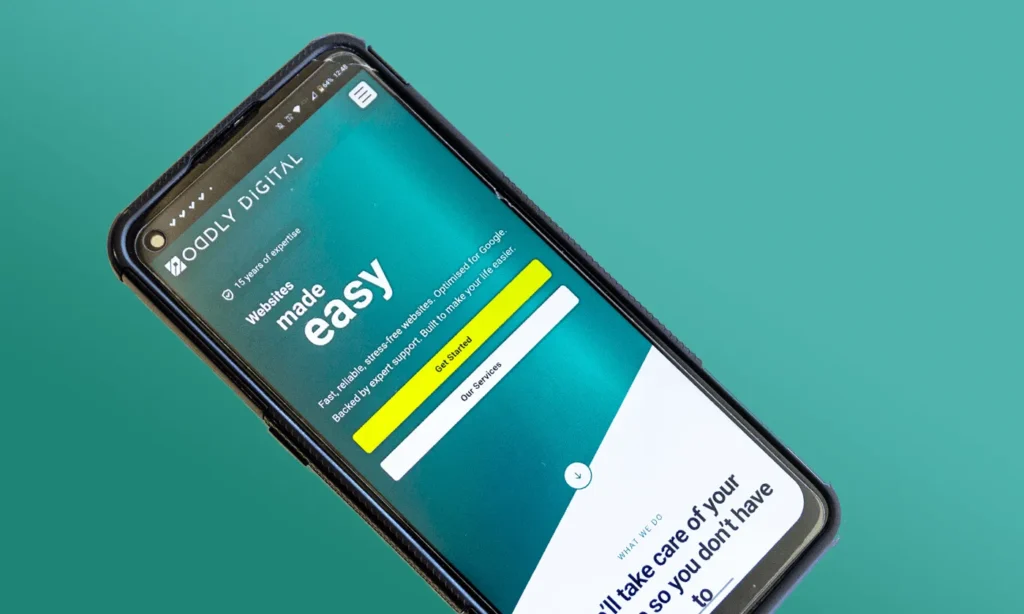 The website oddly.digital running on a well-worn smartphone.